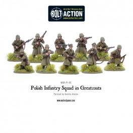 Squad d'infanterie en manteau polonais